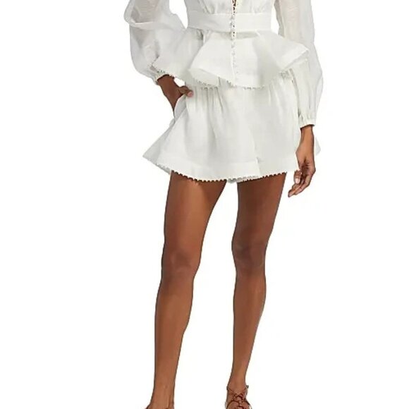 NWT Zimmermann Illumination Dawning Beaded Tucked Silk & Linen Shorts size Au 2 - Picture 1 of 4